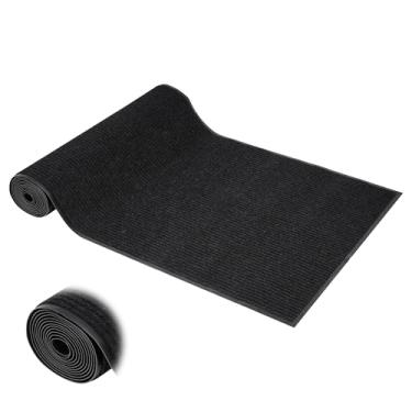 Imagem de foriy Tapete de piso externo de 0,9 x 5 m, tapetes grandes cortáveis, capacho comercial com listras duplas, tapetes corredores, tapetes de entrada antiderrapante, tapete de borracha à prova d'água