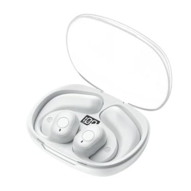 Imagem de Fone de Ouvido Bluetooth 5.3 de Indução Óssea Case Tela Digital (Branco)
