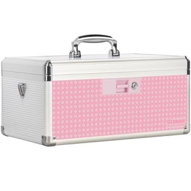 Imagem de Glosen Cofre de armazenamento SAFEMedicine Lock Box 【Rosa-XGrande】 40 x 23 x 19,5 cm porta-malas de armazenamento de dormitório com trava para chave - pasta, caixas de segurança para itens pessoais