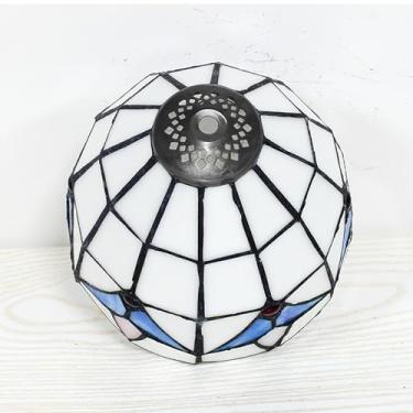 Imagem de Fiunkes Abajur de vidro branco azul de 15 cm de substituição, estilo Tiffany, pequeno abajur, apenas para candeeiros de mesa, candeeiros de teto, candeeiro de chão, lâmpada noturna, ilha, furo pequeno