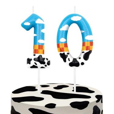 Imagem de Toy Inspire Game Story Velas com números de 10 anos, número 10 para festas temáticas de histórias de desenho animado, velas de bolo de 10 anos para meninos e meninas, suprimentos de festa infantil