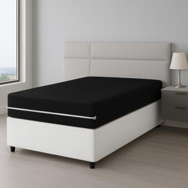 Imagem de Protetor de Colchão Solteiro Malha Gel com Zíper – Capa Protetora (PRETO)