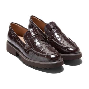 Imagem de Cole Haan Mocassim feminino Geneva, Estampa de crocodilo de chocolate amargo, 5 Wide