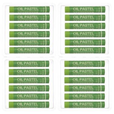 Imagem de PATIKIL Pastéis de óleo verde grama, 24 peças de giz de cera de óleo macio, pastéis cremosos, suprimentos de arte em bastão para pintura de arte, desenho, mistura de graffiti para iniciantes e