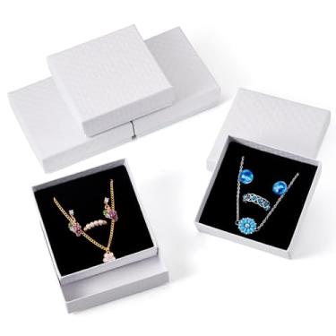 Imagem de Cheriswelry 5 peças de caixa de presente pequena com tampa caixa de papel branco caixa de armazenamento quadrada 8,46 cm x 8,46 cm para exibição de joias faça você mesmo, aniversário, casamentos, dia