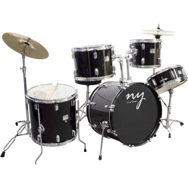 Imagem de Bateria Acústica 2T Cromada Preto com Banco NY-F1RST