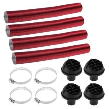 Imagem de TUCKBOLD Kit de duto de aquecimento de carro de 42 mm de diâmetro 80 cm conjunto de mangueira de duto de ar quente para carro caminhão máquina de aquecimento diesel vermelho