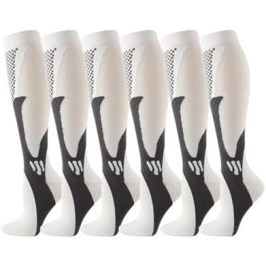 Imagem de Kit 3 Pares Meia De Compressão Esportiva Cano Alto 3/4 Corrida Ciclism