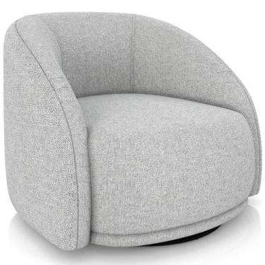 Imagem de Poltrona Decorativa Giratória Angelina M03 Linho Cinza Claro - LYAM DE