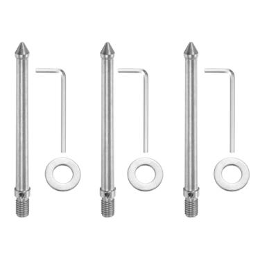 Imagem de PATIKIL Ponta de tripé de rosca de 3/8 polegadas, 3 peças de aço inoxidável para tripé de câmera com chave e espaçador (120 mm/4,72") para peças de substituição de perna de monopé, prata