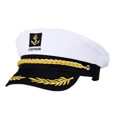 Imagem de Almirante Da Marinha Chapéu De De Capitão De Marinheiro Capitão Do Navio Chapéu Chapéus Da Marinha Chapéu Azul Marinho Ajustável Capitães Cosplay Uniforme Branco Filho