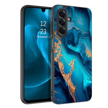 Imagem de BENTOBEN Capa para Samsung Galaxy A17 5G 2025, Slim Fit Glow in The Dark PC macio TPU protetor para meninas mulheres meninos homens capa para Samsung A17 5G 6,7 polegadas, mármore azul/dourado