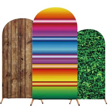 Imagem de RimCereal Capa de arco superior redonda com estampa mexicana de 3 estilos para decoração de festa de aniversário mexicana de elastano, 1,2 m, 1,5 m, 1,8 m para decoração de festa de aniversário, chá