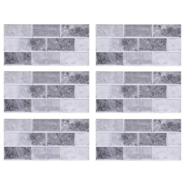 Imagem de Backsplash de Azulejo Descascado e Colado, Adesivo Anti-óleo Moderno Em Azulejos de Parede, 6 Folhas de PVC para Casa