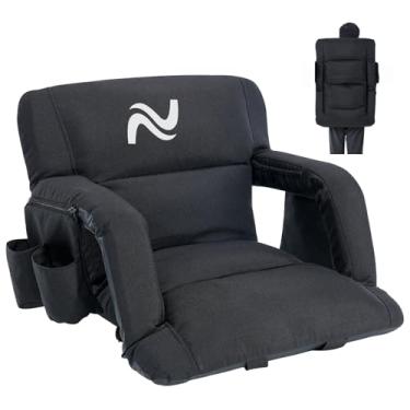 Imagem de NAIZEA Bancos de estádio amplos com suporte para as costas, assentos de arquibancada com encosto e almofada, cadeiras de arquibancada portáteis, 6 posições reclináveis, cadeira de estádio para eventos