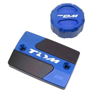 Imagem de Acessórios CNC para motocicleta, tampa do reservatório de fluido de freio dianteiro traseiro compatível com Y&AMAHA TDM 850 TDM 900 2004-2015 (2 capas azuis)