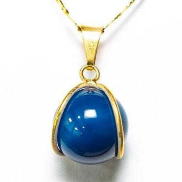Imagem de Pingente Esfera de Ágata Azul com Montagem Dourada - Pacote com 5 Unid