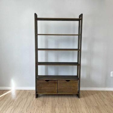 Imagem de Estante 6 Prateleiras de Madeira Pinus Linea Ample com 2 Gavetas Tabac