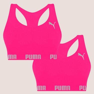Imagem de Kit Com 2 Tops Puma Nadador Sem Costura E Sem Bojo Fitness Fit Para Academia Corrida Treino-Feminino