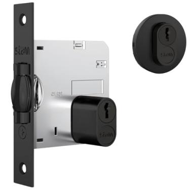 Imagem de Fechadura Stam 1005 para Porta Pivotante com Trinco Rolete Roseta Redonda Preto Fosco, Segurança e Estilo Moderno