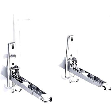 Imagem de Suporte de suporte de parede para micro-ondas dobrável de aço inoxidável LOKEKE com ganchos de reboque