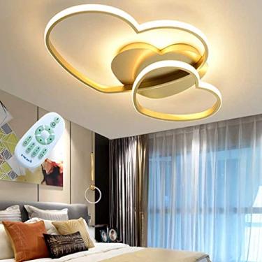 Imagem de Luminária de teto LED em forma de coração, luminária de teto regulável com controle remoto, lustre moderno, design de abajur de acrílico, iluminação de teto para sala de estar, sala de janta