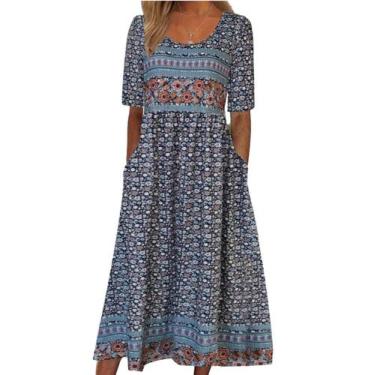 Imagem de Vestido feminino Medlor Boho com estampa floral Maxi Summer 2025 Plus