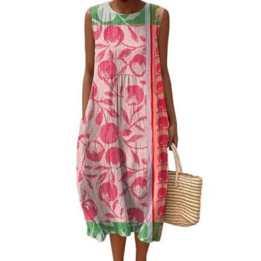 Imagem de Vestido maxi feminino Akivide com estampa floral boho de verão com bol