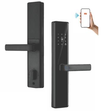 Imagem de Fechadura Eletronica Digital Wifi Biometria App Cartao Chave Segurança Celular Smartphone Residencial Aviso Sonoro
