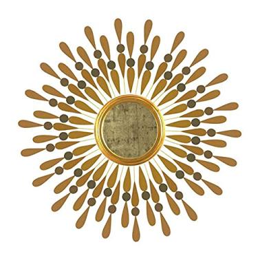 Imagem de Espelho decorativo europeu e americano redondo ferro pavão cauda espelho de parede sala de estar corredor entrada banheiro sol flor espelho suspenso 60-80 cm