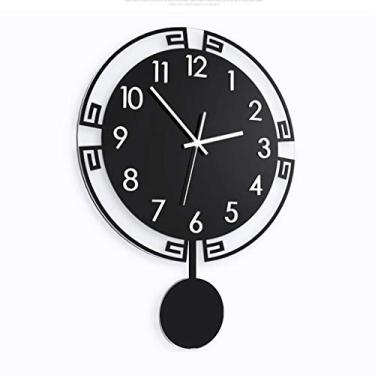 Imagem de Relógio de parede decorativo grande atmosfera simples personalidade relógio de quartzo 3D movimento silencioso digital preto grande número: 60 * 81 cm relógio de parede moderno relógio decorativo (M)