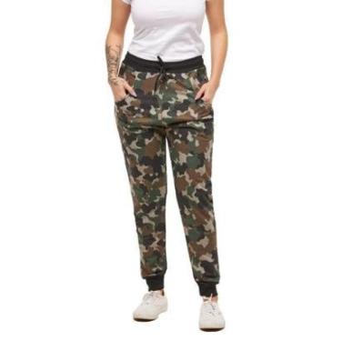 Imagem de Calça Feminina Camuflada de Moletom Skinny Sport Luxo-Feminino