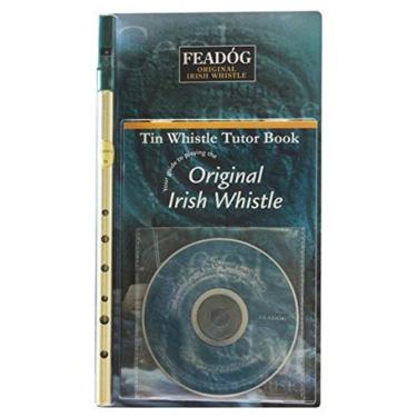 Imagem de Feadóg Brass Traditional Irish Tin Whistle in the Key of D with Tutor Book with CD