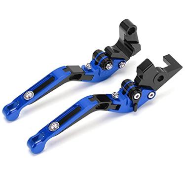 Imagem de Tbest Alavancas de Embreagem de Freio Ajustáveis ​​em Liga de Alumínio CNC Durável Superfície Antiderrapante Conjunto de 2 Peças de Substituição para XJ6 DIVERSION FZ6R FZ8 FZ1 FAZER (Azul)