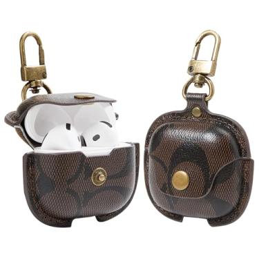 Imagem de Capa para AirPods 4 (2024), proteção completa à prova de choque para AirPods 4ª geração, compatível com AirPods 4ª capa com chaveiro para mulheres e homens - Café