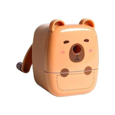 Imagem de Apontador de Lapís Modelo Capivara Com Manivela de Mesa Mecânico Depósito Lápis(marrom ou rose)