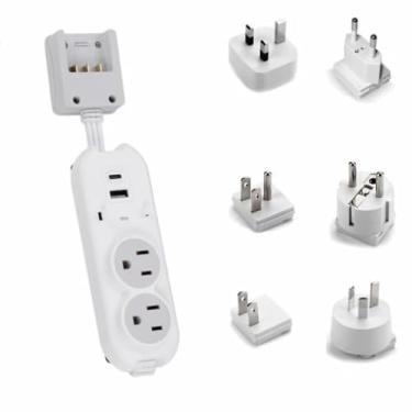 Imagem de Ceptics Carregador portátil de viagem com 3 tomadas universais de entrada de energia de 100 V a 240 V, cabo dos EUA