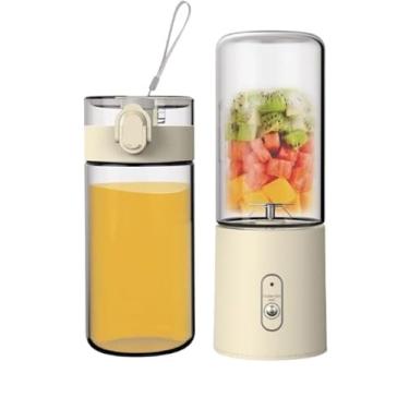 Imagem de Mini Liquidificador Potente 40W com Copo de Vidro Borossilicato 400ml Portátil e 6 Lâminas (3,Branco)