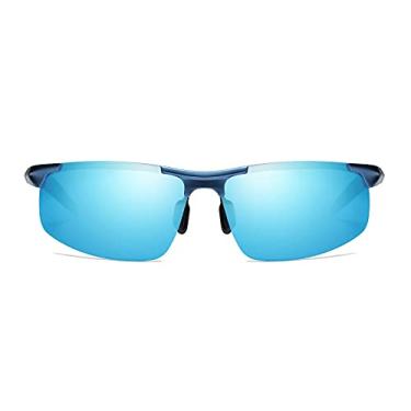 Imagem de Efashion Óculos de sol aviador clássicos, lentes polarizadas de liga de Al-Mg, 100% bloqueio UV, Azul, Medium