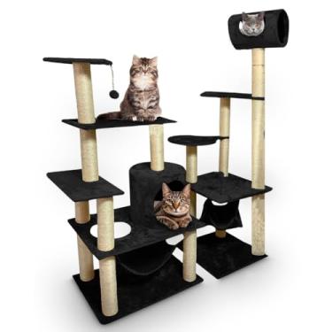 Imagem de Arranhador Playground Para Gatos 5 Andares Bolinha Rede E Toca (Preto)