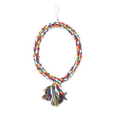 Imagem de Yctze Poleiro de Pássaro de Balanço de Corda de Algodão Colorido - Anéis de Escalada Redondos para Pássaros Pequenos e Médios, Brinquedo Divertido e Interativo