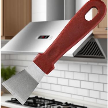 Imagem de Raspador de limpeza de aço inoxidável, para exaustor de cozinha, fogão, geladeira e limpeza doméstica, vermelho