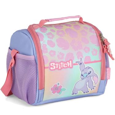 Imagem de Lancheira Bolsa Térmica Rosa Escolar Infantil Stitch Disney