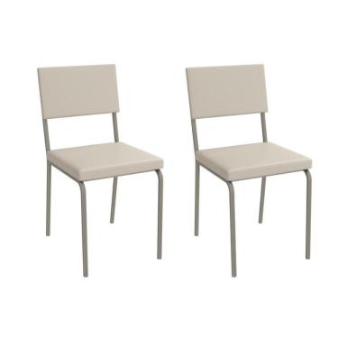 Imagem de Cadeira De Cozinha Zaria 2c128nk Aço Kit 2 Un Niquel-ano Bege - Kappesberg
