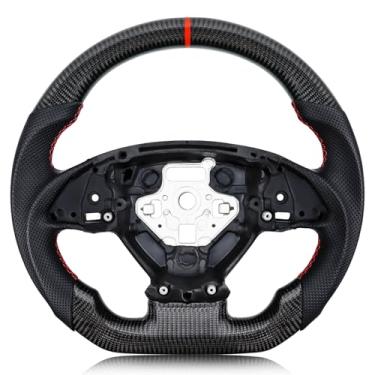 Imagem de VOONKE Volante De Fibra De Carbono Real Para Chevrolet Corvette C7 2014-2019 Volante De Couro Perfurado Em Forma De D Nappa Com Fundo Plano