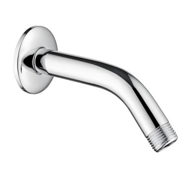 Imagem de Braço de chuveiro com flange e fita de teflon, braço de cabeça de chuveiro de substituição de 15 cm, montado na parede para chuveiro fixo e chuveiro portátil prata
