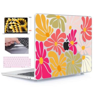 Imagem de YSCLBAHUK Capa compatível com MacBook Air de 15 polegadas 2025 2024 2023 M4 A3241 M3 A3114 M2 A2941 tela de retina líquida, capa rígida com capa de teclado + película de tela + filme trackpad, arte