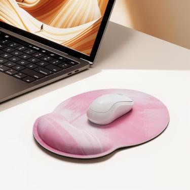 Imagem de Mouse pad de escritório com suporte de pulso em gel – Mouse pad ergonômico para jogos, descanso de pulso com base de borracha antiderrapante para escritório, laptop, computador