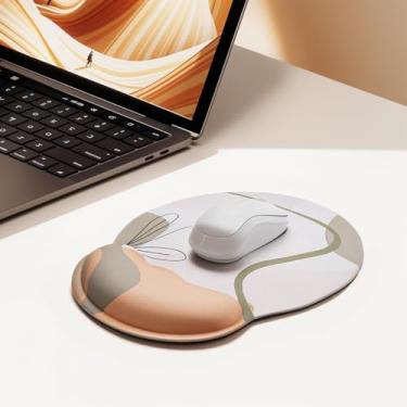 Imagem de Mouse pad de escritório com suporte de pulso em gel – Mouse pad ergonômico para jogos, descanso de pulso com base de borracha antiderrapante para escritório, laptop, computador