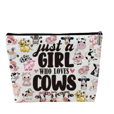 Imagem de Bolsa de maquiagem fofa com estampa de vaca, presentes de vaca para mulheres, irmã e amigas, bolsa cosmética, formatura, aniversário, amizade, amante de animais, presente de maquiagem, organizador